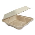 Food Trays, Containers, and Lids | World Centric TO-SC-U9-LFP 9.2 in. x 9.1 in. x 3.2 in. Paper Fiber Hinged Containers - Natural (300/Carton) image number 0