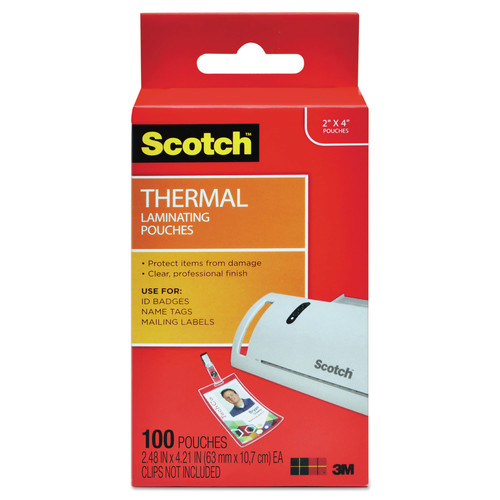 Labels | Scotch TP5852-100 2.25 in. x 4.25 in. 5 mil Laminating Pouches - Gloss Clear (100/Pack) image number 0