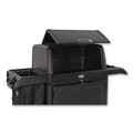 Cleaning Carts | Rubbermaid Commercial 2202587 24.4 in. x 62.4 in. x 56.9 in. 4-Shelf Housekeeping Cart with Hood and Doors - Black image number 4