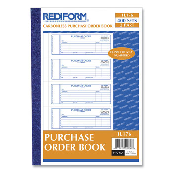 RETAIL STORE SUPPLIES | Rediform 1L176 400 Forms Total 7 in. x 2.75 in. 5 Lines Two-Part Carbonless Purchase Order Book