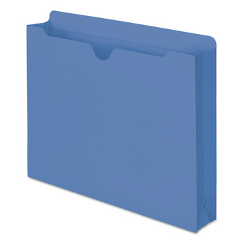 Smead 75562 Straight Tab Letter Size Colored File Jackets with Reinforced Double-Ply Tab - Blue (50/Box)