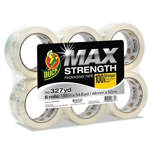 Tapes | Duck 241513 MAX 1.88in. x 54.6 yards 3 in. Core Packaging Tape - Crystal Clear (6/Pack) image number 0