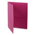 File Folders | Oxford 57557 11 in. x 8.5 in. 0.5 in. Capacity Embossed Leather Grain Paper Twin-Pocket Folder - Burgundy (25/Box) image number 2