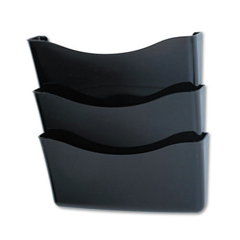 DESK ACCESSORIES AND OFFICE ORGANIZERS | Rubbermaid 65974ROS Unbreakable 13.75 in. x 3.13 in. x 29.38 in. Three Pocket Wall File Set - Smoke (1 Set/Box)