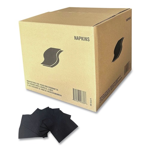 Paper Towels and Napkins | GEN 1402 9 in. x 9 in. 2-Ply Cocktail Napkins - Black (2000/Carton) image number 0