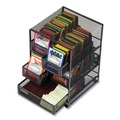 Breakroom Supplies | Mind Reader MMTDR5-BLK 6.75 in. x 7 in. x 10 in. 5-Compartment Network Collection Tea Countertop Organizer - Black image number 3