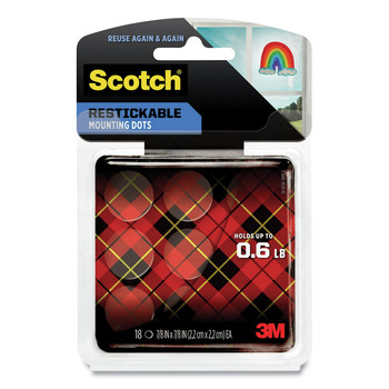 Scotch R105S 0.88 in. x 0.88 in. Restickable Mounting Tabs - Clear (18/Pack)