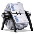 Desk Accessories & Office Organizers | Durable 241701 8.75 in. x 7.13 in. x 8.06 in. VISIFIX Plastic Flip Rotary Business Card File Holds 400 2.88 in. x 4.13 in. Cards - Black/Silver image number 2