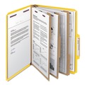 File Folders | Smead 14098 8 SafeSHIELD Fasteners 3 Dividers Letter Size 8-Section Pressboard Top Tab Classification Folders - Yellow (10/Box) image number 2