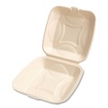 Food Trays, Containers, and Lids | Boardwalk BWKHNGE991CNPFA 9 in. x 9 in. x 3.19 in. Bagasse PFAS-Free Sugarcane Food Containers - Tan (100/Sleeve, 2 Sleeves/Carton) image number 1