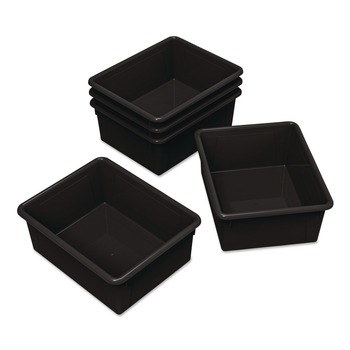 Storex 62523U05C Storage Tray, Deep, 2 gal, 10.65-in x 10.65-in x 5.2-in, Black, 5/Pack