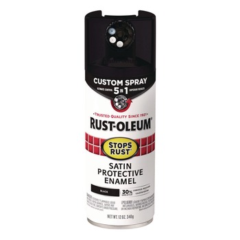 Rust-Oleum 376869 Stops Rust 5-in-1 Spray Paint, Satin Black, 12 oz Aerosol Can