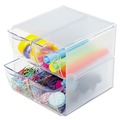 Desktop Organizers | Deflecto 350301 6 in. x 7.2 in. x 6 in. 4 Compartments 4 Drawers Stackable Plastic Cube Organizer - Clear image number 7