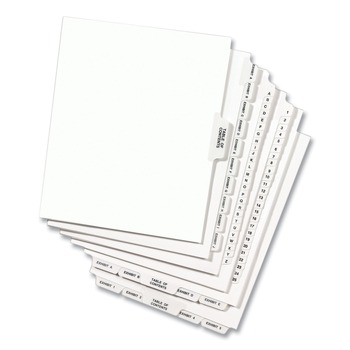 Avery 01058 11 in.x 8.5 in. 10-Tab Avery Style 58 Preprinted Legal Exhibit Side Tab Index Dividers - White (25/Pack)