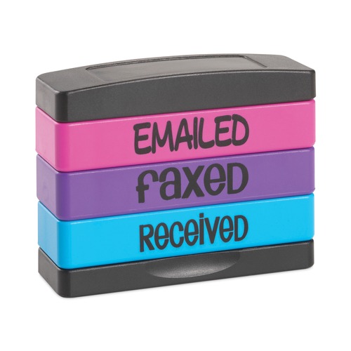Stamps & Stamp Supplies | Trodat 8800 1.81 in. x 0.63 in. Emailed Faxed Received Interlocking Stack Stamp - Assorted Fluorescent Ink image number 0