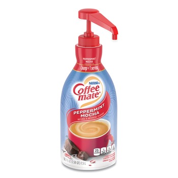 Coffee-Mate 12070865 1.5 Liter Pump Bottle Liquid Coffee Creamer - Peppermint Mocha
