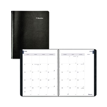 Blueline CA701.BLK 11 in. x 8.5 in. 14-Month (Jul 2025-Aug 2026) Academic Monthly Planner - Black Cover