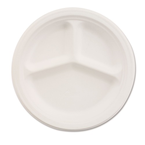  | Chinet 21204 3 Compartment Plate 10-1/4 in. Di Paper Dinnerware - White (500/Carton) image number 0