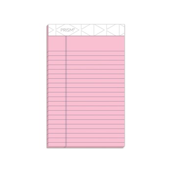 TOPS 63050 50-Sheet 5 in. x 8 in. Narrow Rule Prism plus Colored Writing Pads - Pastel Pink (12/Pack)