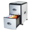 Office Filing Cabinets & Shelves | Storex 61352U01C 19 in. x 15 in. x 23 in. 2 Letter File Drawers Mobile Filing Cabinet with Metal Siding and Top-Drawer Organizer Tray - Silver/Black image number 4