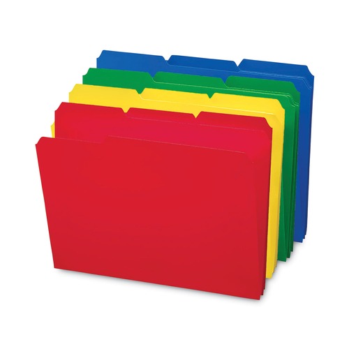 File Folders | Smead 10500 0.75 in. Expansion Assorted 1/3-Cut Tabs Letter Size Top Tab Poly Colored File Folders - Assorted Colors (24/Box) image number 0