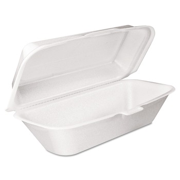 Dart 99HT1R 5.3 in. x 9.8 in. x 3.3 in. Foam Hinged Lid Hoagie Container with Removable Lid - White (500/Carton)