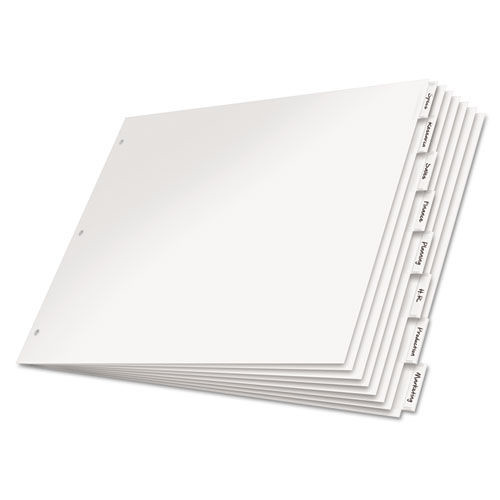 Binders | Cardinal 84815 11 in. x 17 in. 8-Tab Paper Insertable Dividers - White, Clear Tabs image number 0