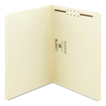 Smead 14510 Straight Tabs 0.75 in. Expansion 1 Fastener Letter Size Top Tab Fastener Folders - Manila Exterior (50/Box)