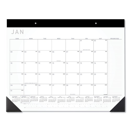 Bulletin Boards | AT-A-GLANCE SK24X00 12-Month (Jan to Dec): 2026 22 in. x 17 in. Contemporary Monthly Desk Pad - White Sheets, Black Binding/Corners image number 0