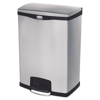 Rubbermaid Commercial 1901999 Slim Jim 24-Gallon Front Step Style Stainless Steel Step-On Container - Black