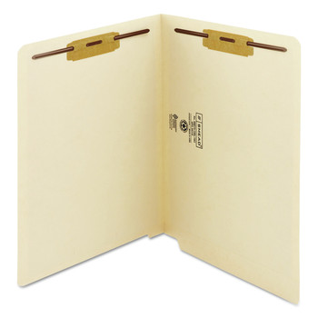 Smead 34115 End Tab 11-pt Manila 2-Fastener Folders with Reinforced Straight Tabs - Letter Size/Manila Exterior (50/Box)