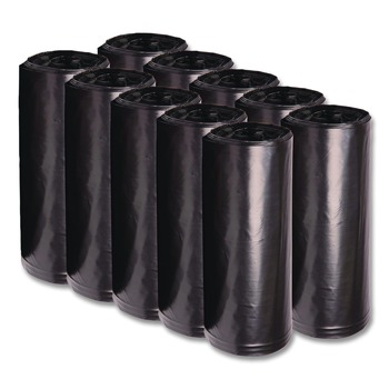 TRASH WASTE BINS | Boardwalk X7658WKKR02 38 in. x 58 in. 60 gal. 2 mil Recycled Low-Density Polyethylene Can Liners - Black (100/Carton)