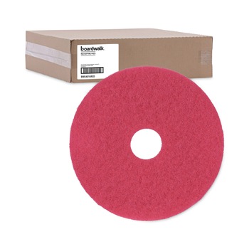 Boardwalk BWK4016RED 16 in. Diameter Buffing Floor Pads - Red (5/Carton)