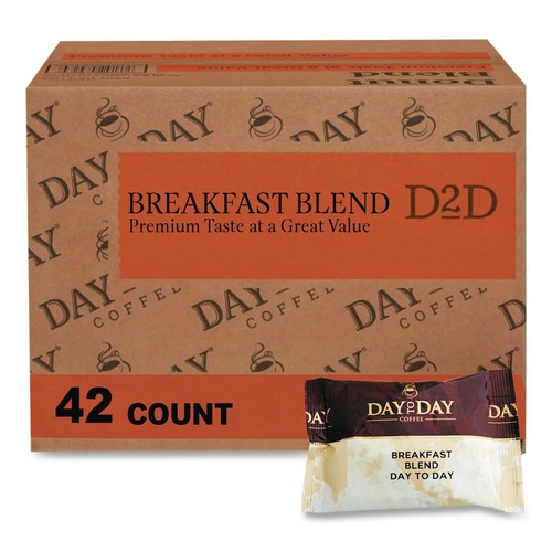  | Day to Day Coffee 23003 1.5 oz. Pack 100 Percent Pure Coffee - Breakfast Blend (42 Packs/Carton) image number 0