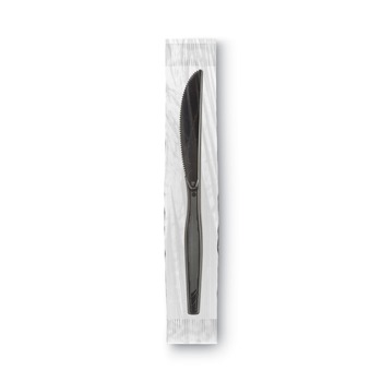 Dixie KM5W540 Grab'N Go Wrapped Cutlery Knives - Black (90/Pack)