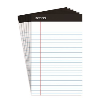 Universal UNV56300 5 in. x 8 in. Premium Narrow Rule Writing Pads - White (6/Pack)