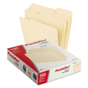 Pendaflex 4210 1/3 1/3-Cut Assorted Tabs Interior Letter File Folders - Manila (100/Box)