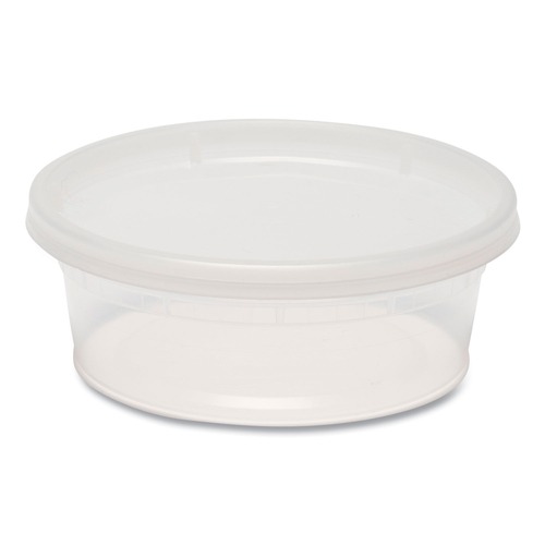 Food Trays, Containers, and Lids | GEN TD40008E 8 oz. Plastic Deli Containers with Lid - Clear (240/Carton) image number 0
