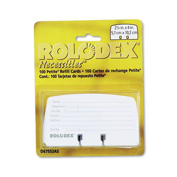 FLASH CARDS | Rolodex 67553 2.25 in. x 4 in. Petite Refill Cards - White (100/Pack)