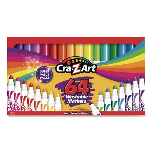 Washable Markers | Cra-Z-Art 013424 Washable Broad Bullet Tip Markers - Assorted Colors (64/Set) image number 0