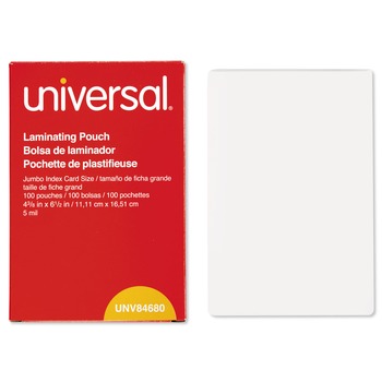 Universal UNV84680 6.5 in. x 4.38 in. 5 mil Laminating Pouches - Gloss Clear (100/Box)