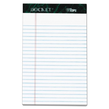  | TOPS 63366 Docket 5 in. x 8 in. Ruled Perforated Pads - Narrow, White (50 Sheets/Pad, 6 Pads/Pack)