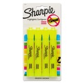 Highlighters | Sharpie 25164PP Chisel Tip Tank Style Highlighters - Fluorescent Yellow Ink, Yellow Barrel (4/Pack) image number 1