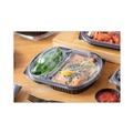 Food Trays, Containers, and Lids | Pactiv Corp. YCN8467H00D0 9.38 x 8 x 1.25 ClearView MealMaster 2-Compartment Dome Plastic Lid with Fog Gard Coating - Clear (252/Carton) image number 4