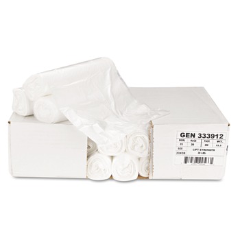 TRASH BAGS | Boardwalk Z6639LN GR1 33 Gallon 9 mic 33 in. x 39 in. High-Density Can Liners - Natural (25 Bags/Roll, 20 Rolls/Carton)