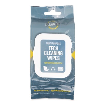 CLEANING WIPES | Digital Innovations 32566 6.88 in. x 3.9 in. ScreenDr Device and Screen Cleaning Wipes - Unscented, White/Gray (20/Pack)