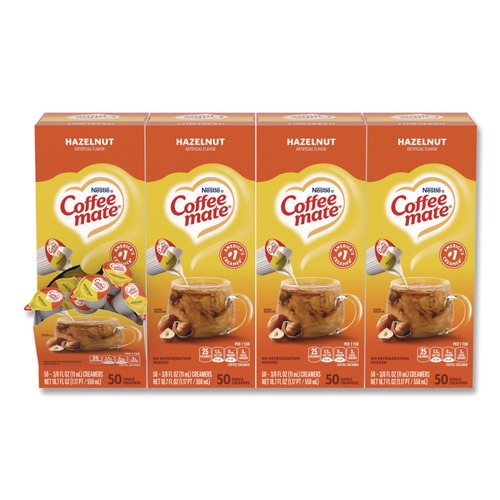 Beverages & Drink Mixes | Coffee-Mate 11001207 0.38 oz. Mini Cups Liquid Coffee Creamer - Hazelnut (200/Carton) image number 0