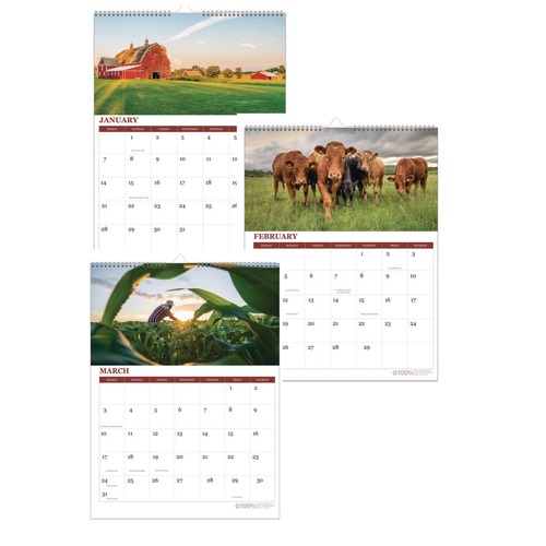 Back to School Sale | House of Doolittle 316 11 in. x 14 in. 12-Month (Jan-Dec 2026) 100 Percent Recycled Farm Life Wall Calendar - White/Multicolor Sheets image number 0