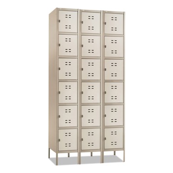 Safco 5527TN 36 in. x 18 in. x 78 in. Three-Column Box Locker - Two-Tone Tan