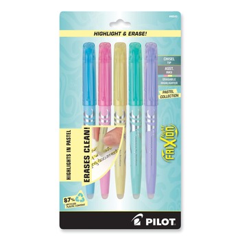 Pilot 46543 FriXion Light Pastel Collection Erasable Chisel Tip Highlighters - Assorted Ink Colors/Assorted Barrel Colors (5/Pack)